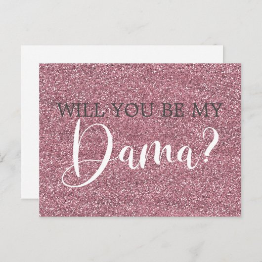 ピンクフェイクグリッターキンセアニェラダマ提案 インビテーションポストカード (正面/裏面)