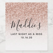 ピンクフェイクグリッターグラデーション名前をカスタムするバチェロレッテ ワインラベル (シングルラベル)