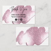 ピンクフェイクグリッターサンキュートレンディーサロン 名刺 (正面/裏面)