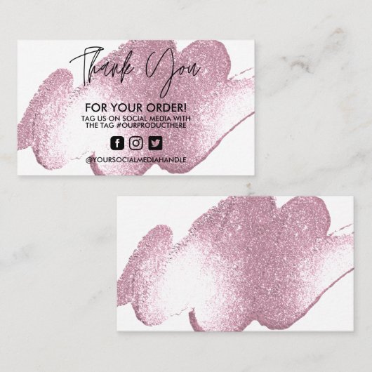 ピンクフェイクグリッターサンキュートレンディーサロン 名刺 (正面/裏面)