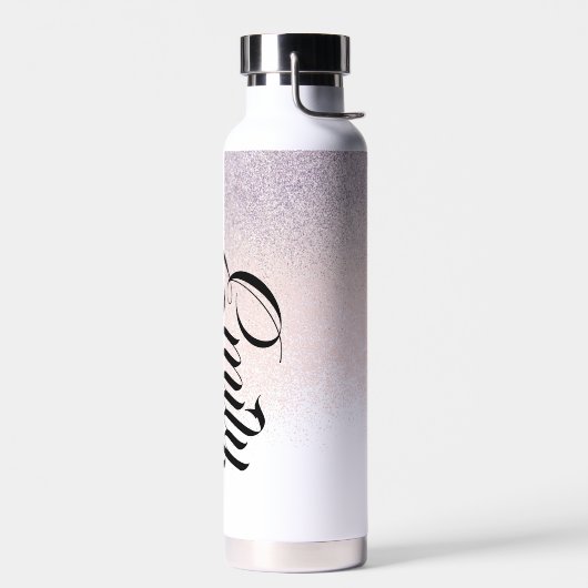 ピンクフェイクグリッタースクリプトモノグラムウォーターボトル ウォーターボトル (左面)