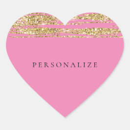 ピンクフェイクグリッターストライプ ハートシール