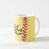 ピンクフェイクグリッターソフトボール縫い コーヒーマグカップ (正面右)