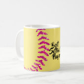 ピンクフェイクグリッターソフトボール縫い コーヒーマグカップ (正面左)