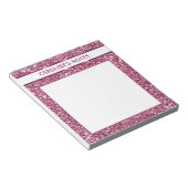 ピンクフェイクグリッターテクスチャーの外観とカスタム文字 ノートパッド (アングル)