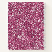 ピンクフェイクグリッターテクスチャーの外観とカスタム文字 ノートブック (裏面)
