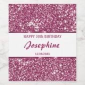 ピンクフェイクグリッターテクスチャーの外観とカスタム文字 ワインラベル (シングルラベル)