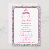 ピンクフェイクグリッターフラミンゴブライダルシャワー招待状 招待状 (正面)