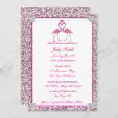 ピンクフェイクグリッターフラミンゴブライダルシャワー招待状 招待状 (正面/裏面)