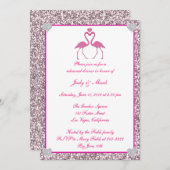 ピンクフェイクグリッターフラミンゴリハーサルディナー招待状 招待状 (正面/裏面)