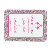 ピンクフェイクグリッターフラミンゴ日付磁石を保存 マグネット (横)