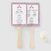 ピンクフェイクグリッターフラミンゴ結婚式 プログラムファン ハンドファン (正面&裏面)