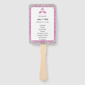 ピンクフェイクグリッターフラミンゴ結婚式 プログラムファン ハンドファン (正面)