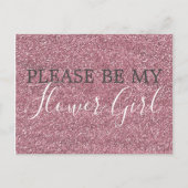 ピンクフェイクグリッターフラワーガール提案 インビテーションポストカード (正面)