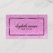 ピンクフェイクグリッターヘアスタイリスト化粧サロンスクリプト 名刺 (正面)