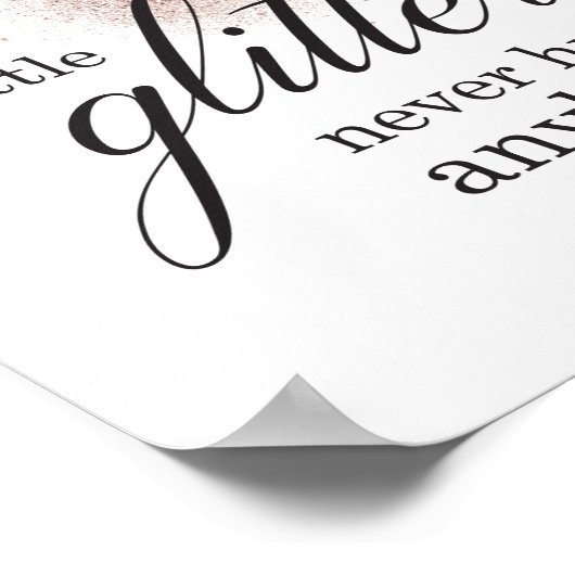 ピンクフェイクグリッターモダンガーリータイポグラフィ引用文 ポスター (角)