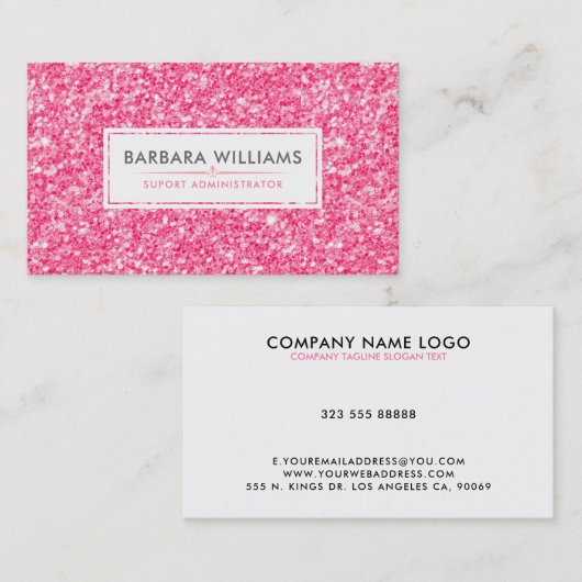 ピンクフェイクグリッターモダンデザイン 名刺 (正面/裏面)