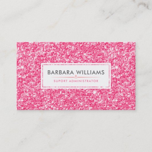ピンクフェイクグリッターモダンデザイン 名刺 (正面)
