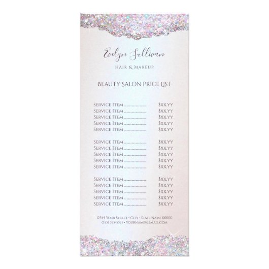 ピンクフェイクグリッター箔の価格リストのラックカード ラックカード (正面)