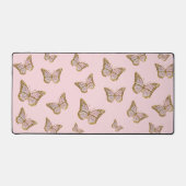 ピンクフェイクグリッター蝶 デスクマット (正面)