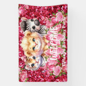 ピンクフェイクグリッター野生動物パーティー標識バナー 横断幕 (縦)