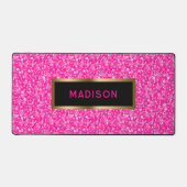 ピンクフェイクグリッター金ゴールドアクセント デスクマット (正面)