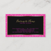 ピンクフェイクグリッター金ゴールドアクセント 名刺 (裏面)
