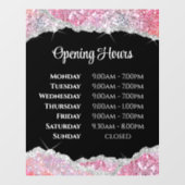 ピンクフェイクグリッター開館時間ウィンドウの固定 ウィンドウサイン (シート)