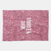 ピンクフェイクグリッター キッチンタオル (横)