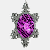 ピンクフェイクグリッター&ジュエルピータースノーフレーク スノーフレークピューターオーナメント (左)