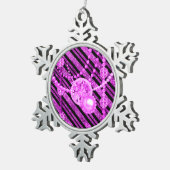 ピンクフェイクグリッター&ジュエルピータースノーフレーク スノーフレークピューターオーナメント (右)