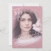 ピンクフェイクスパークリグリッターグラデーションフォトキンセアニラ 招待状 (正面)