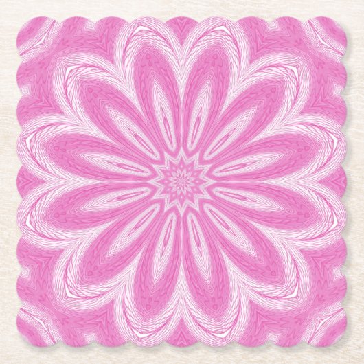 ピンクフェイクタレフラワーデザイン紙カップ ペーパーコースター (正面)