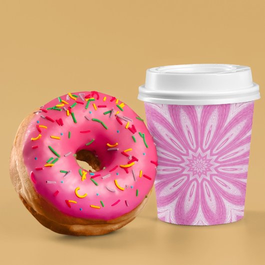 ピンクフェイクトゥルフラワーデザイン 紙コップ