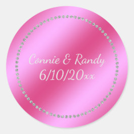 ピンクフェイクフォイル結婚のステッカー ラウンドシール