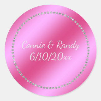 ピンクフェイクフォイル結婚のステッカー ラウンドシール