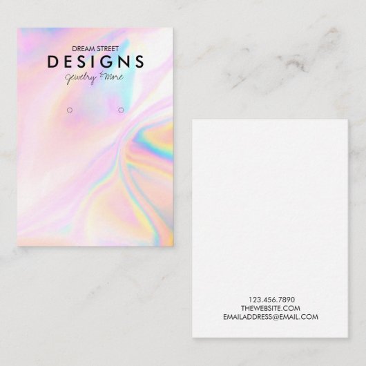 ピンクフェイクホログラフィックトレンディーイヤリングディスプレイカード 名刺 (正面/裏面)