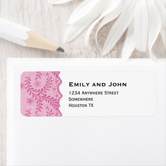 ピンクフェイクレース縁ど差出人住所 ラベル (インサイチュ)