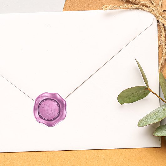 ピンクフェイクワックスイニシャルモノグラム ラウンドシール