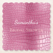 ピンクフェイクワニブライダルシャワー ペーパーコースター (正面)
