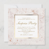 ピンクフェイク大理石とフォトサプライズパーティー 招待状 (正面)