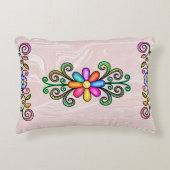 ピンクフェイク大理石&ドードル アクセントクッション (正面)