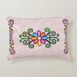 ピンクフェイク大理石&ドードル アクセントクッション