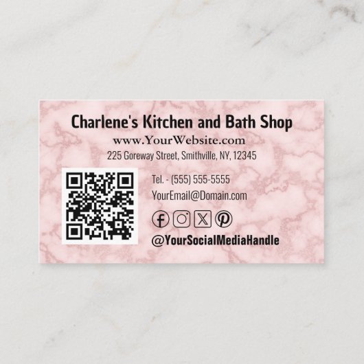 ピンクフェイク大理石 名刺 (裏面)