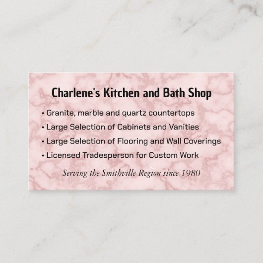 ピンクフェイク大理石 名刺 (正面)