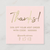 ピンクフェイク感謝していスクウェア・ビジネス・カード スクエア名刺 (正面)