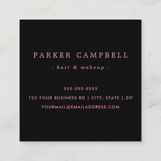 ピンクフェイク縁どエレガントファッション スクエア名刺 (裏面)