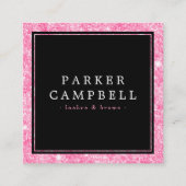 ピンクフェイク縁どエレガントファッション スクエア名刺 (正面)