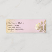 ピンクフェイク色のグラデーションの金ゴールドフォイルロータス スキニー名刺 (裏面)