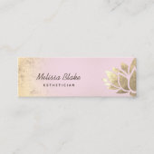 ピンクフェイク色のグラデーションの金ゴールドフォイルロータス スキニー名刺 (正面)